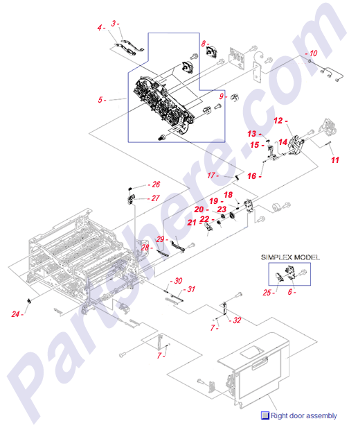 HP parts picture diagram for RC2-6635-000CN, RC2-6691-000CN, RC2-6700 ...